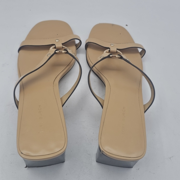 Tory Burch Ring Heel Sandal Leather Block Heel Cantucci Tan Size 8 - Picture 5 of 12